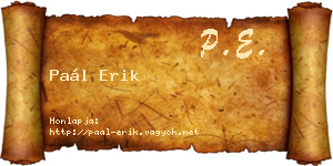 Paál Erik névjegykártya